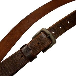 Mens Distressed Leather Belt Silver Buckle Casual Workwear Size 38 40